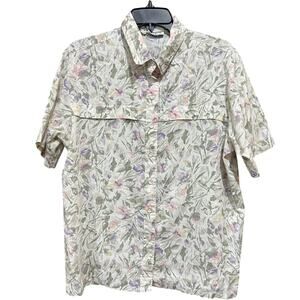 Vintage 90s Alfred Dunner Shirt 18 Purple Pink Green Floral Button Up Pastel USA